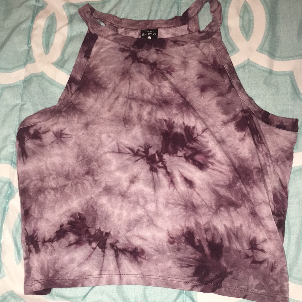 Purple tie-dye cropped tank top